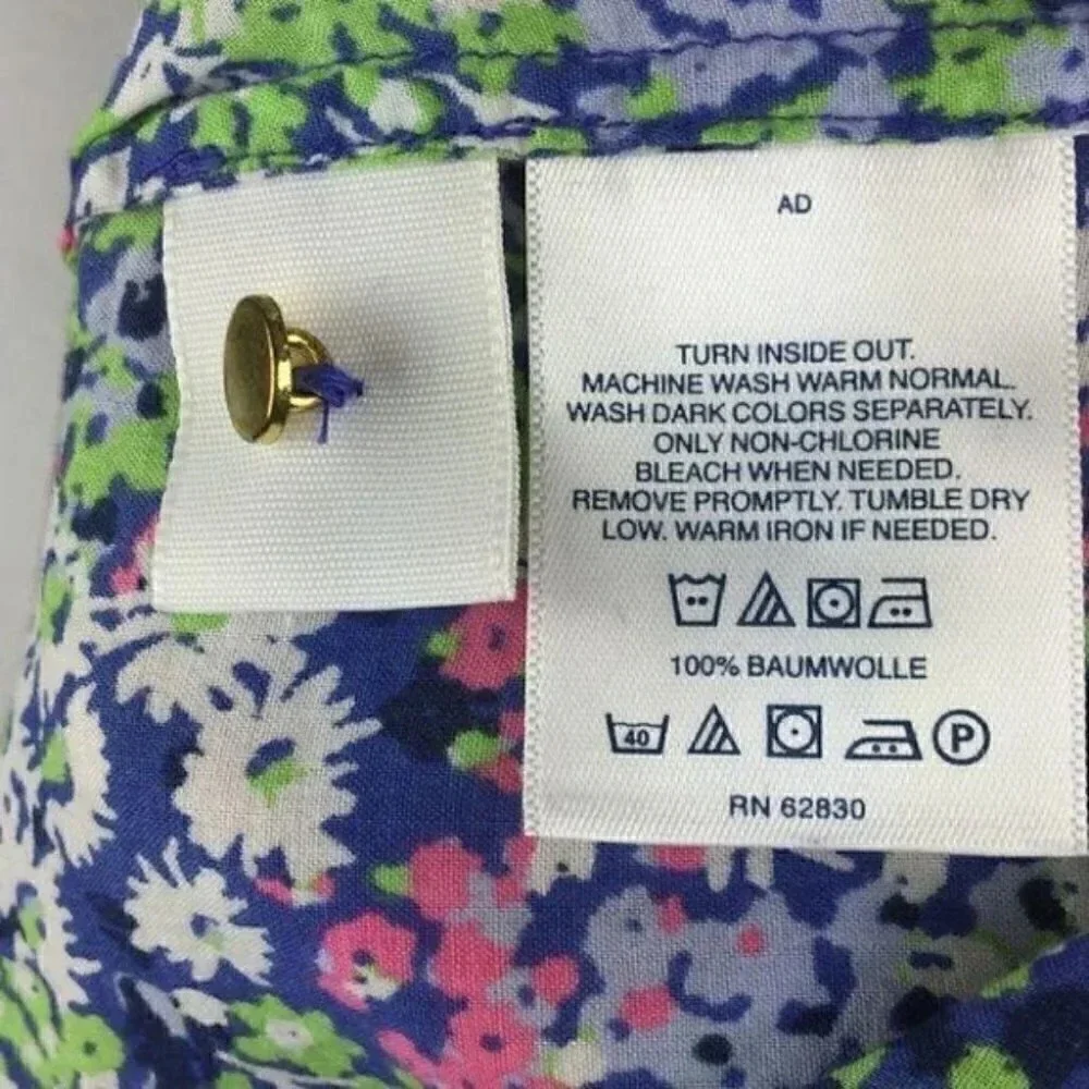 Lands End Top Size 14 Floral Baumwolle Button Down